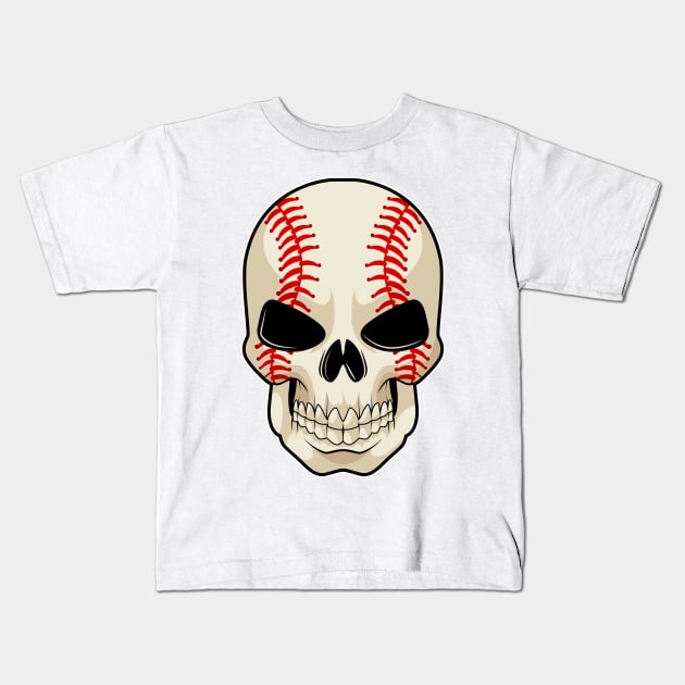 Skull Baseball Sports Kids T-Shirt by Markus Schnabel